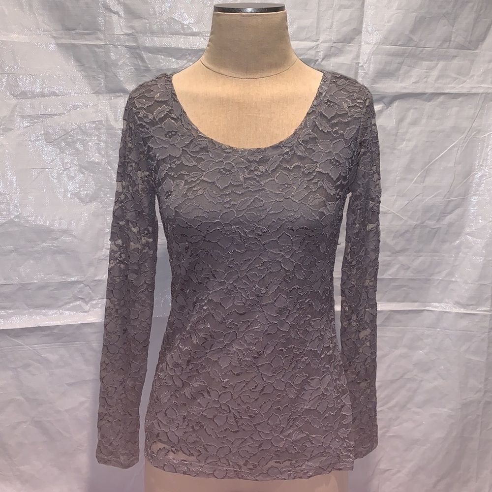 Banana republic, gray floral lace top, Small